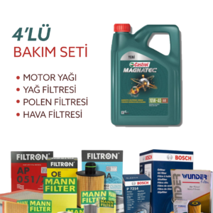 Citroen C-Elysee 1.5 Bluehdi 100 102 Hp (2018-2021) Castrol 10W-40 Motor Yağlı Bakım Seti 4 Parça Set