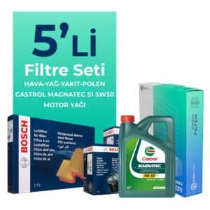 BOSCH Fiat Punto 1.3 Dizel Filtre Bakım Seti Castrol Motor Yağlı EURO 5 (2012-2017) 5 Li