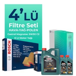BOSCH Mercedes C200 Kompresor Filtre Bakım Seti Castrol Motor Yağlı (2008-2012) 4 Lü