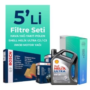BOSCH Peugeot 301 1.6 BlueHDi Dizel Filtre Bakım Seti Shell Motor Yağlı (2014-2020) 5 Li