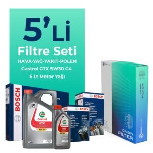 BOSCH Renault Trafic 1.6 Dizel Filtre Bakım Seti Castrol Motor Yağlı (2014-2019) 5 Li