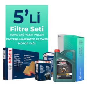 BOSCH Toyota Yaris 1.4 Dizel Filtre Bakım Seti Castrol Motor Yağlı (2009-2012) 5 Li