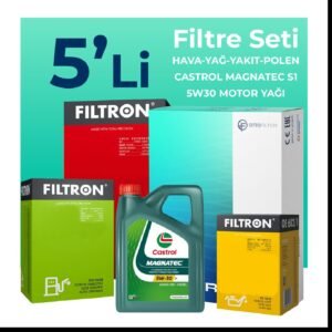 Filtron Alfa Mito 1.3 Dizel Filtre Bakım Seti Castrol Motor Yağlı (2009-2018) 5 Li