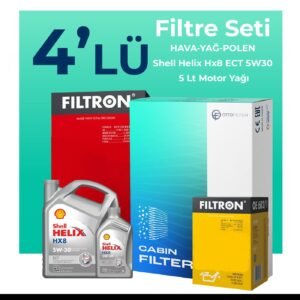 Filtron BMW X3 2.0 Dizel Filtre Bakım Seti Shell Motor Yağlı (2017-2023) 4 Lü