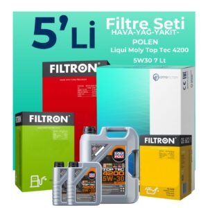 Filtron BMW X5 3.0 Dizel Filtre Bakım Seti Liqui Moly Motor Yağlı (2011-2013) 5 Li