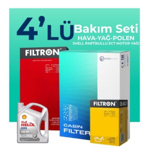 Filtron Citroen C4 Cactus 1.2 Turbo Benzinli Filtre Bakım Seti Shell Motor Yağlı (2014-2021) 4 Lü
