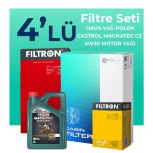 Filtron Citroen C5 1.6 Dizel Filtre Bakım Seti Castrol Motor Yağlı (2009-2015) 4 Lü