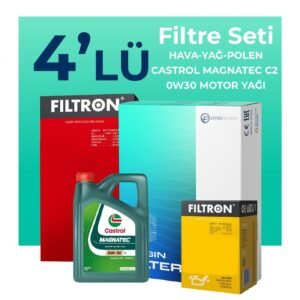 Filtron Citroen C5 AirCross 1.6 Benzinli Filtre Bakım Seti Castrol Motor Yağlı (2019-2022) 4 Lü