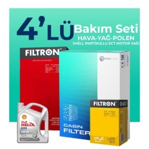 Filtron Ford Courier 1.5 Dizel Filtre Bakım Seti Shell Motor Yağlı (2014-2019) 4 Lü