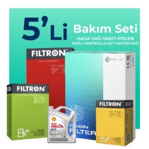 Filtron Ford Courier 1.6 Dizel Filtre Bakım Seti Shell Motor Yağlı (2014-2019) 5 Li
