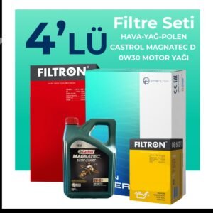 Filtron Ford Transit Custom 2.0 Dizel Filtre Bakım Seti Castrol Motor Yağlı (2015-2023) 4 Lü