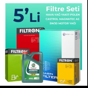Filtron Ford Transit Custom 2.2 Dizel Filtre Bakım Seti Castrol Motor Yağlı (2012-2019) 5 Li