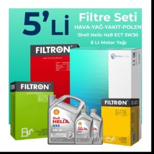Filtron Jaguar XF 2.2 Dizel Filtre Bakım Seti Shell Motor Yağlı (2010-2015) 5 Li