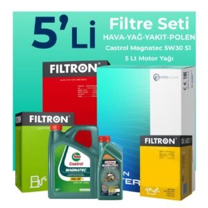 Filtron Lancia Delta 1.6 Dizel  Filtre Bakım Seti Castrol Motor Yağlı (2008-2014) 5 Li