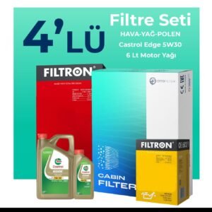 Filtron Mercedes B180 Dizel Filtre Bakım Seti Castrol Motor Yağlı (2018-2022) 4 Lü