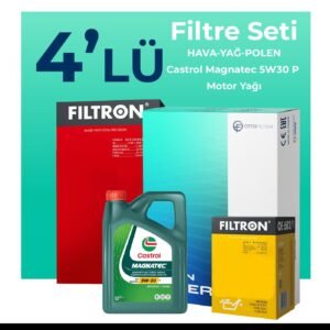 Filtron Peugeot 3008 1.2 Benzin Puretech Filtre Bakım Seti Castrol Motor Yağlı (2016-2024) 4 Lü