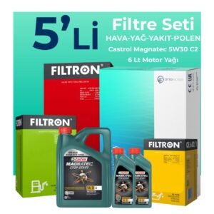 Filtron Peugeot Expert 1.5 Dizel Filtre Bakım Seti Castrol Motor Yağlı (2017-2025) 5 Li