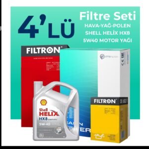 Filtron Renault Captur 0.9 Benzin TCe Filtre Bakım Seti Shell Motor Yağlı (2013-2019) 4 Lü