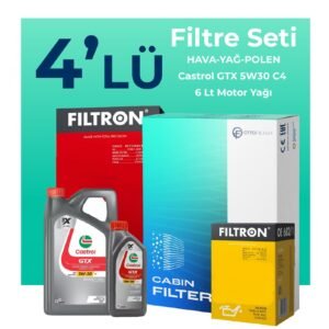 Filtron Renault Trafic 1.6 Dizel Filtre Bakım Seti Castrol Motor Yağlı (2014-2019) 4 Lü