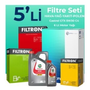 Filtron Renault Trafic 1.6 Dizel Filtre Bakım Seti Castrol Motor Yağlı (2014-2019) 5 Li