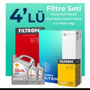 Filtron Renault Trafic 1.6 Dizel Filtre Bakım Seti Shell Motor Yağlı (2014-2019) 4 Lü