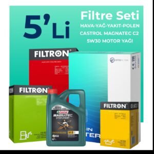 Filtron Toyota Yaris 1.4 Dizel Filtre Bakım Seti Castrol Motor Yağlı (2009-2012) 5 Li