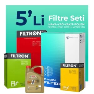 Filtron Volkswagen CC 2.0 Dizel Filtre Bakım Seti Castrol Motor Yağlı (2008-2012) 5 Li