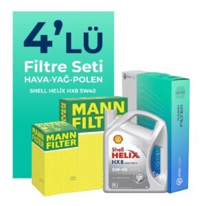 MANN Fiat Grande Punto 1.4 Benzinli Filtre Bakım Seti Shell Motor Yağlı (2005-2013) 4 Lü