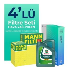 MANN Fiat Punto Evo 1.3 Dizel Filtre Bakım Seti Castrol Motor Yağlı EURO 5 (2008-2015) 4 Lü