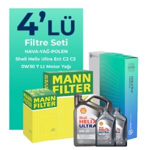 MANN Jaguar XF 2.0 Dizel Filtre Bakım Seti Shell Motor Yağlı (2015-2020) 4 Lü