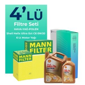 MANN Mercedes E180 1.5 Benzin Filtre Bakım Seti Shell Motor Yağlı (2023-2025) 4 Lü
