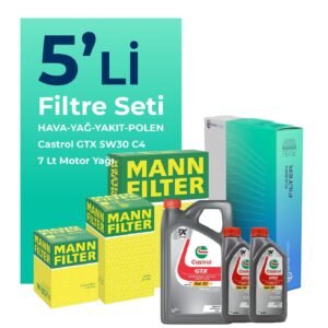 MANN Nissan Navara 2.3 Dizel Filtre Bakım Seti Castrol Motor Yağlı (2015-2021) 5 Li