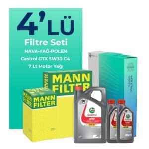 MANN Nissan Skystar 2.5 Dizel Filtre Bakım Seti Castrol Motor Yağlı (1997-2008) 4 Lü