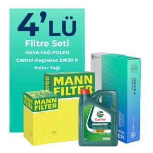 MANN Peugeot 301 1.2 Benzin Puretech Filtre Bakım Seti Castrol Motor Yağlı (2012-2021) 4 Lü