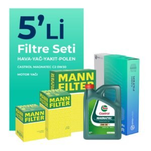 MANN Peugeot 301 1.6 BlueHDi Dizel Filtre Bakım Seti Castrol Motor Yağlı (2014-2020) 5 Li
