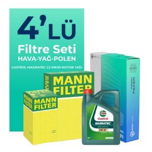 MANN Peugeot Partner 1.6 BlueHDi Dizel Filtre Bakım Seti Castrol Motor Yağlı (2015-2018) 4 Lü