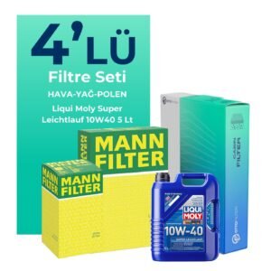 MANN Renault Clio 1.4 Benzin Filtre Bakım Seti Liqui Moly Motor Yağlı (2005-2012) 4 Lü