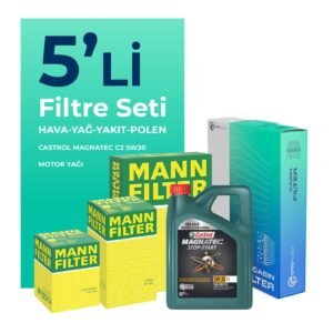 MANN Toyota Yaris 1.4 Dizel Filtre Bakım Seti Castrol Motor Yağlı (2009-2012) 5 Li