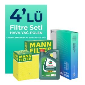 MANN Volkswagen CC 1.4 TSi Filtre Bakım Seti Castrol Motor Yağlı (2015-2017) 4 Lü