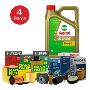 Fiat Doblo 1.6 Dizel 120 Hp 95 Hp (2015-2021) Castrol Motor Yağlı Filtre Bakım Seti 4 Parça Set
