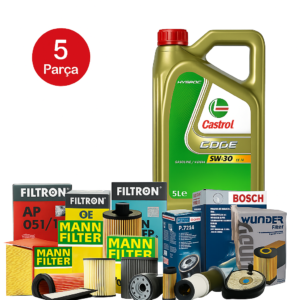 Fiat Doblo 1.3 Dizel (2001-2010) Castrol Motor Yağlı Filtre Bakım Seti Purflux Tip 5 Parça Set