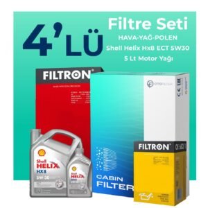 Filtron Hyundai Tucson 1.6 Dizel Filtre Bakım Seti Shell Helix Hx8 ECT 5W-30 5 Litre Motor Yağlı (2018-2020) 4 Lü