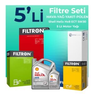 Filtron Hyundai Tucson 1.6 Dizel Filtre Bakım Seti Shell Helix Hx8 ECT 5W-30 5 Litre Motor Yağlı (2018-2020) 5 Li