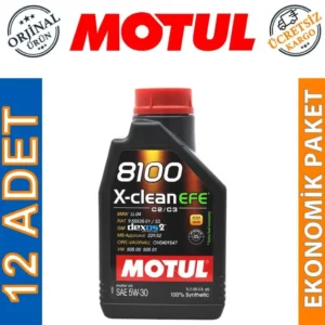 Motul 8100 X-Clean EFE 5W30 1 Lt Tam Sentetik Motor Yağı (12 Adet)