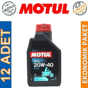 Motul Moto 4T 20W40 1 Lt Mineral Motosiklet Yağı (12 Adet)